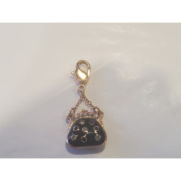 Swarovski Clip Charm - Gold and Black Kisslock Coin Purse - Picture 2 of 6